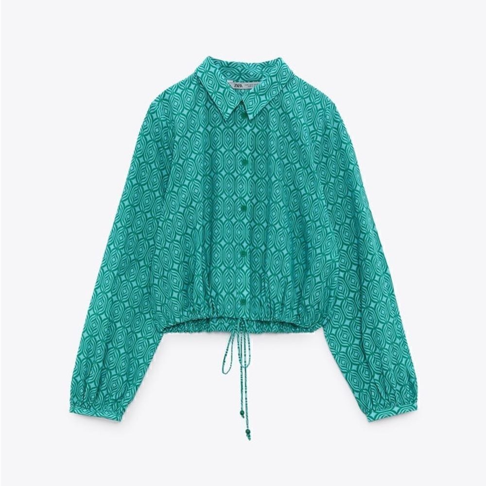 ZARA TIED PRINTED BLOUSE - Picture 7 of 10